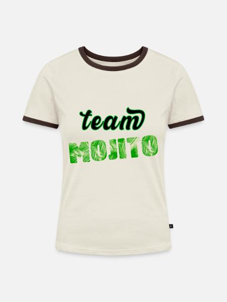 Team MOJITO - Frauen Kontrast-T-Shirt - Off-White/Dunkelbraun