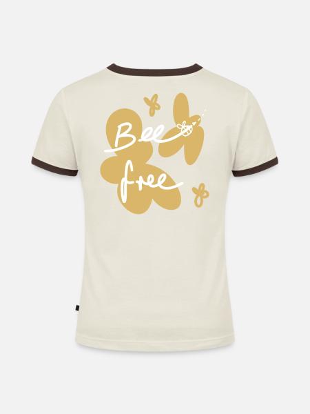 Bee free , Sei frei Biene - Frauen Kontrast-T-Shirt - Off-White/Dunkelbraun