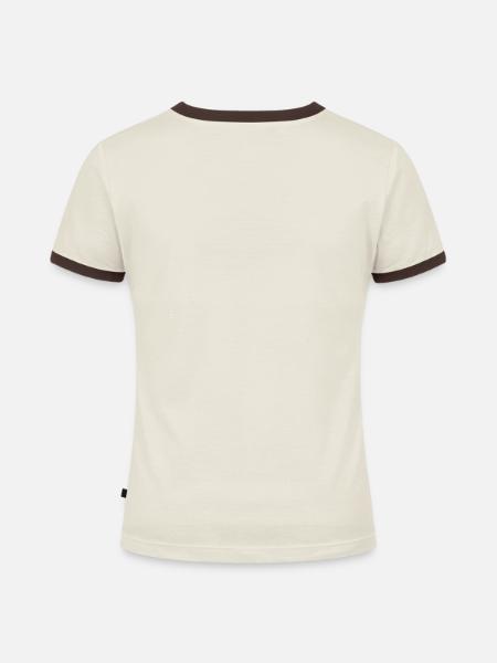 I TRUST - Frauen Kontrast-T-Shirt - Off-White/Dunkelbraun