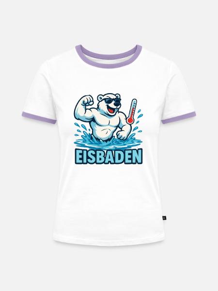 Eisbaden Eisbad PolarBär Fitness - Frauen Kontrast-T-Shirt - Weiß/Lavendel
