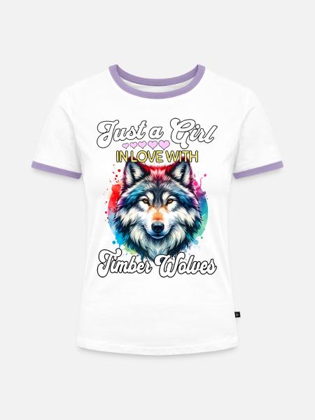 Grauwolf Mädchen Timber Wolf - Frauen Kontrast-T-Shirt - Weiß/Lavendel