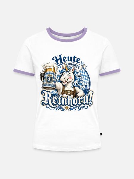 Heute wieder Reinhorn Design - Frauen Kontrast-T-Shirt - Weiß/Lavendel