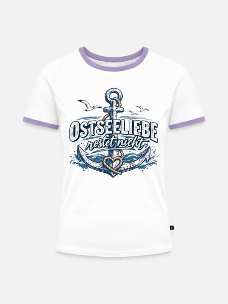 OstseeLiebe Rostet Nicht - Frauen Kontrast-T-Shirt - Weiß/Lavendel