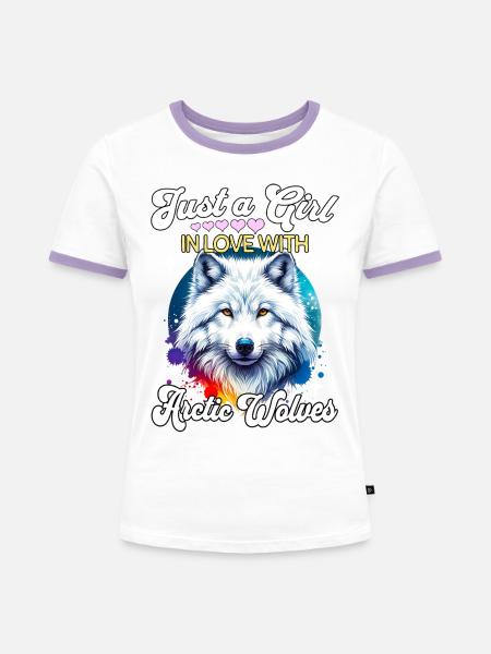 Polarwolf Mädchen Arctic Wolf - Frauen Kontrast-T-Shirt - Weiß/Lavendel