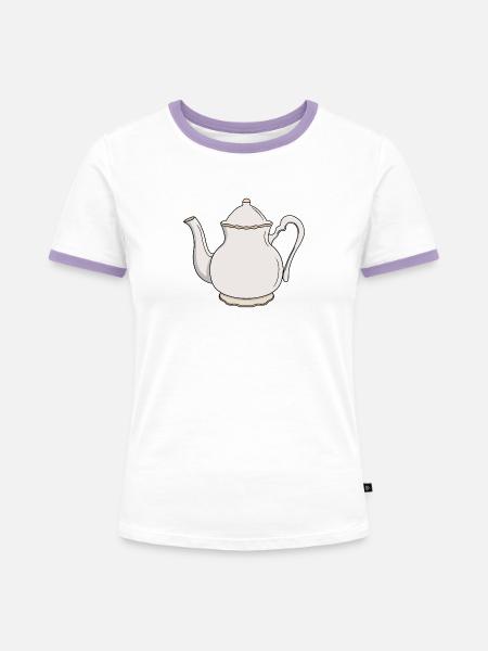 Tee-Liebhaber - Frauen Kontrast-T-Shirt - Weiß/Lavendel