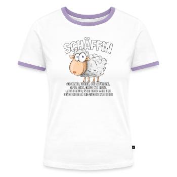 Schäffin - Alpha Schaf als Chefin - Frauen Kontrast-T-Shirt - Weiß/Lavendel - Vorne - AI Model Female 172 dark (172cm)