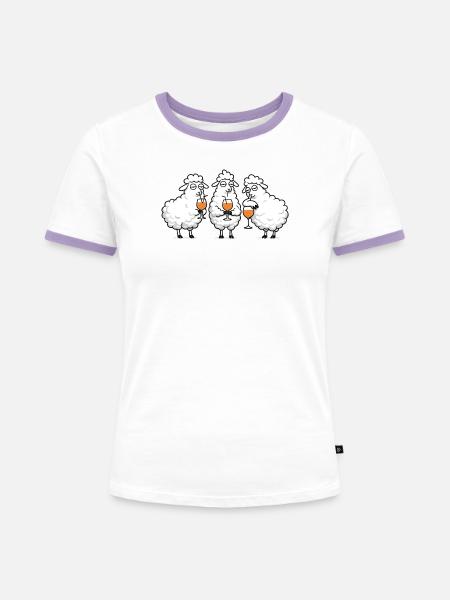 Trinkende Schafe Trio - Frauen Kontrast-T-Shirt - Weiß/Lavendel