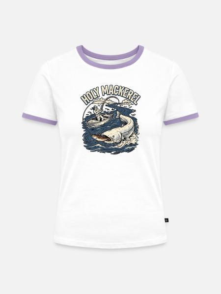 Wels Angeln - Frauen Kontrast-T-Shirt - Weiß/Lavendel