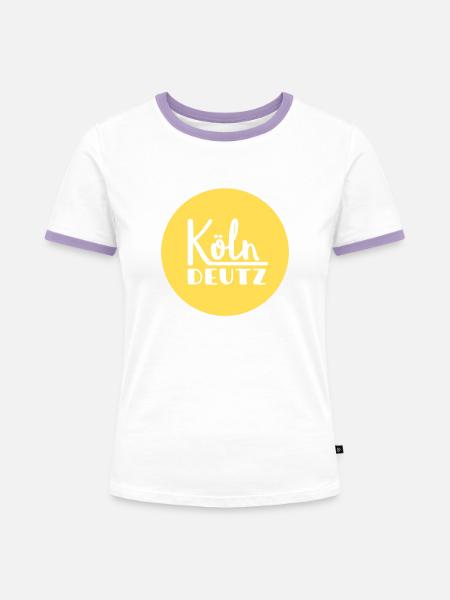Köln Deutz retro Style - Frauen Kontrast-T-Shirt - Weiß/Lavendel