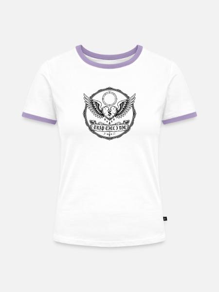 Geflügeltes Herz-Emblem mit Dollarzeichen - Frauen Kontrast-T-Shirt - Weiß/Lavendel