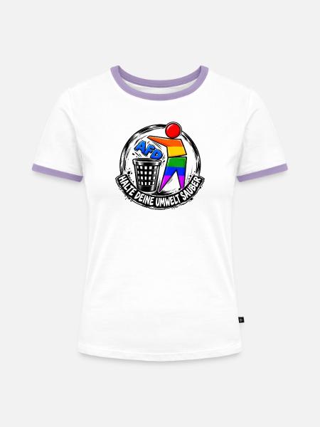 Regenbogenheld Reinigung - Frauen Kontrast-T-Shirt - Weiß/Lavendel