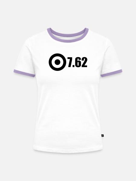 762 Schwarz - Frauen Kontrast-T-Shirt - Weiß/Lavendel