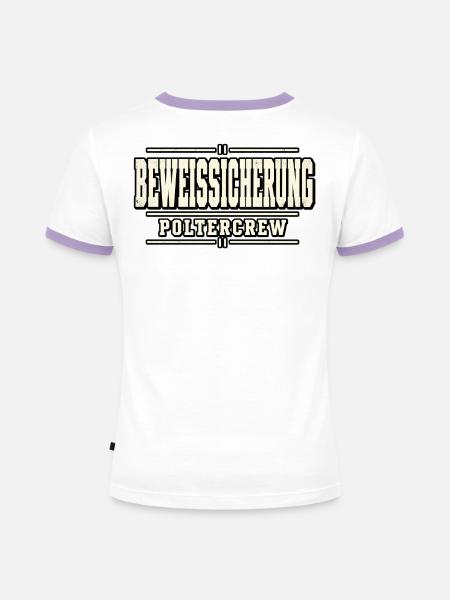 Beweissicherung Poltercrew – Polterabend - Frauen Kontrast-T-Shirt - Weiß/Lavendel