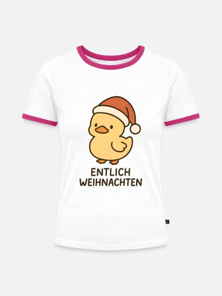 Merry Christmas entlich weihnachten - Frauen Kontrast-T-Shirt - Weiß/Fuchsia