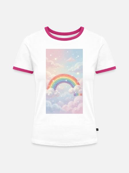 Regenbogen pastel Hintergrund - Frauen Kontrast-T-Shirt - Weiß/Fuchsia