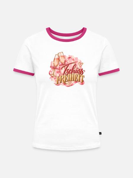 Tschüss Freiheit – JGA - Junggesellinnenabschied - Frauen Kontrast-T-Shirt - Weiß/Fuchsia
