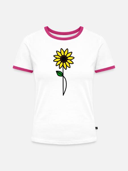 Minimalistische Sonneblume - Frauen Kontrast-T-Shirt - Weiß/Fuchsia