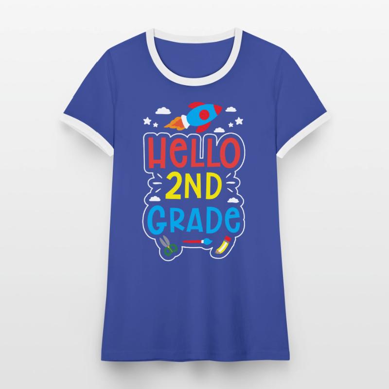 Hello 2nd Class Second Class Second Grader Women's Ringer T-Shirt