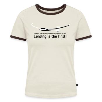 Glider Glider Glider Pilot Pilot - Women's Ringer T-Shirt - blue/white - Front