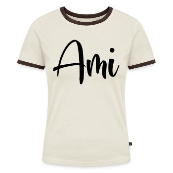 Naam - Ami - Vrouwen contrastshirt - blauw/wit - Voor