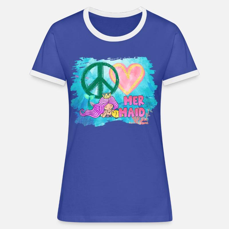 Ocean Sublimation - Women's Ringer T-Shirt - blue/white