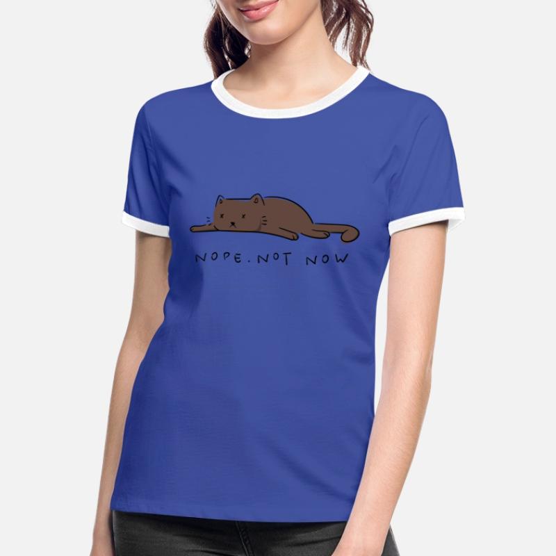 Énonciations de chat chat non. Pas maintenant T-shirt contrasté Femme