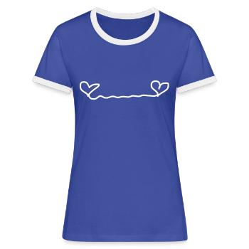Herzen Herz - Frauen Kontrast-T-Shirt - Blau/Weiß - Vorne