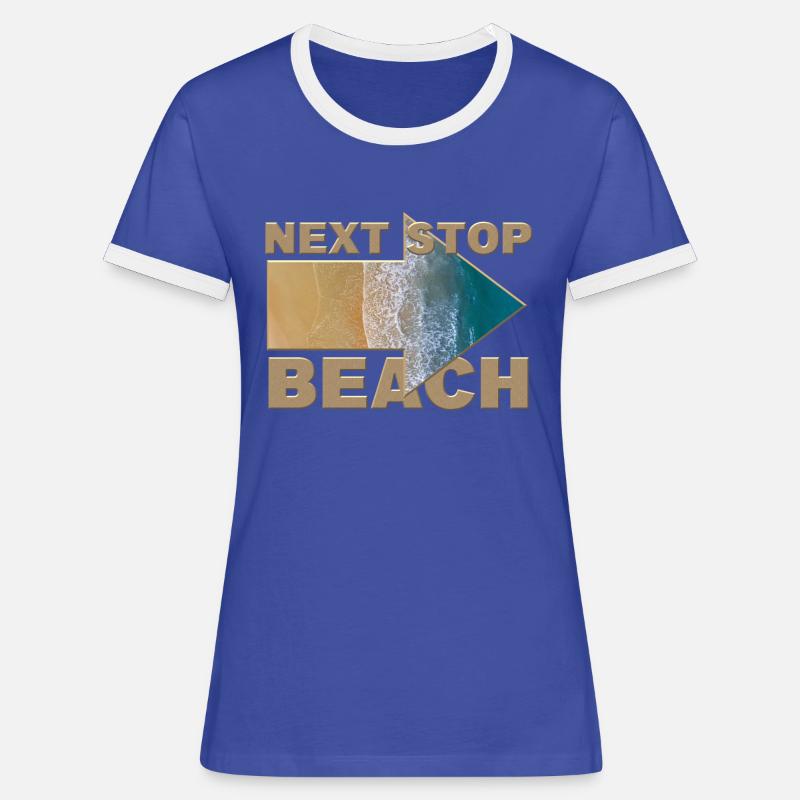 Next Stop: Beach - Nächster Halt: Strand - Women's Ringer T-Shirt - blue/white
