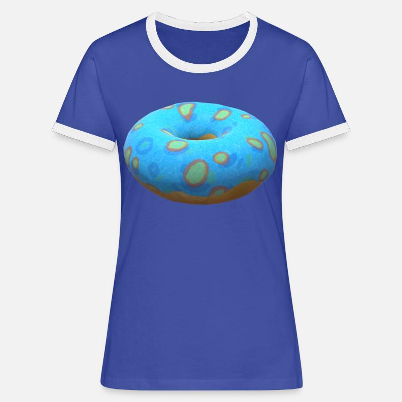3D Donut - Women's Ringer T-Shirt - blue/white
