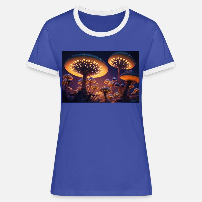 Mushroom city - Women's Ringer T-Shirt - blue/white