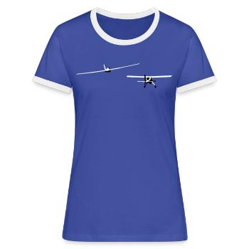fschlepp Segelflugzeug Segelfliegen Motorflugzeug - Frauen Kontrast-T-Shirt - Blau/Weiß - Vorne