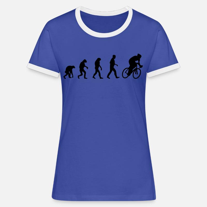 radsport evolution - Frauen Kontrast-T-Shirt - Blau/Weiß