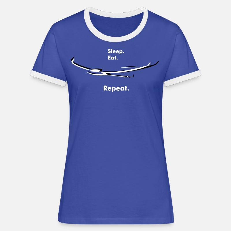 Glider Glider Glider Pilot Pilot - Women's Ringer T-Shirt - blue/white