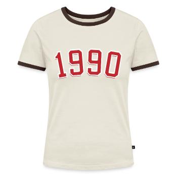 Jahrgang Sport 1990 - Frauen Kontrast-T-Shirt - Blau/Weiß - Vorne