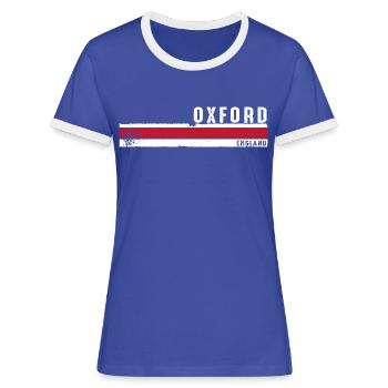 Oxford England Vintage Design - Frauen Kontrast-T-Shirt - Blau/Weiß - Vorne