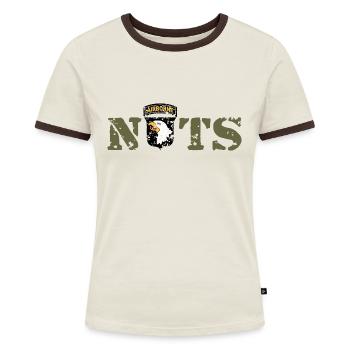 AVM Bastogne NUTS Battle Bulge Battered Bastards - Frauen Kontrast-T-Shirt - Blau/Weiß - Vorne