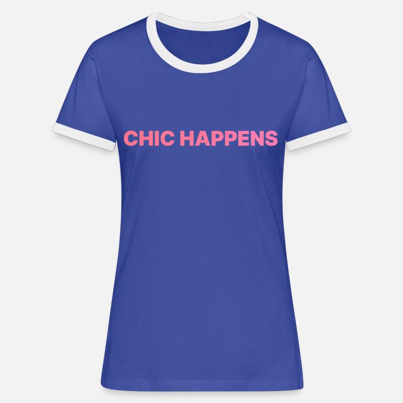 CHIC HAPPENS ROSA - Women's Ringer T-Shirt - blue/white