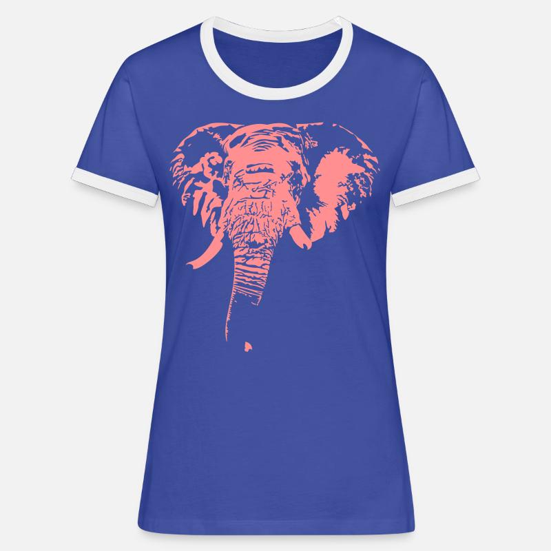 Elephant negative - Women's Ringer T-Shirt - blue/white