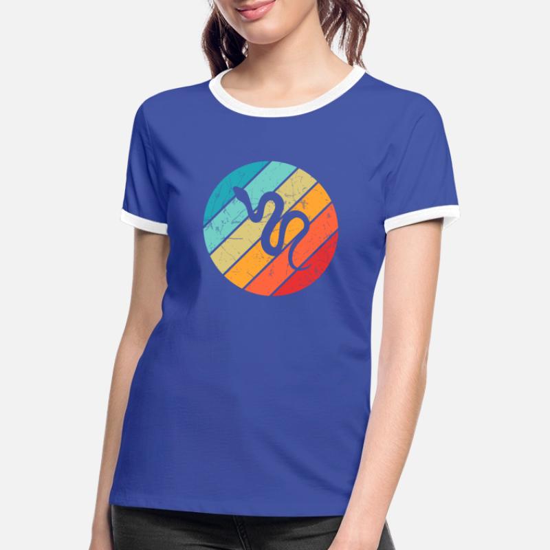 Snake Retro Reptile Python Idée cadeau T-shirt contrasté Femme