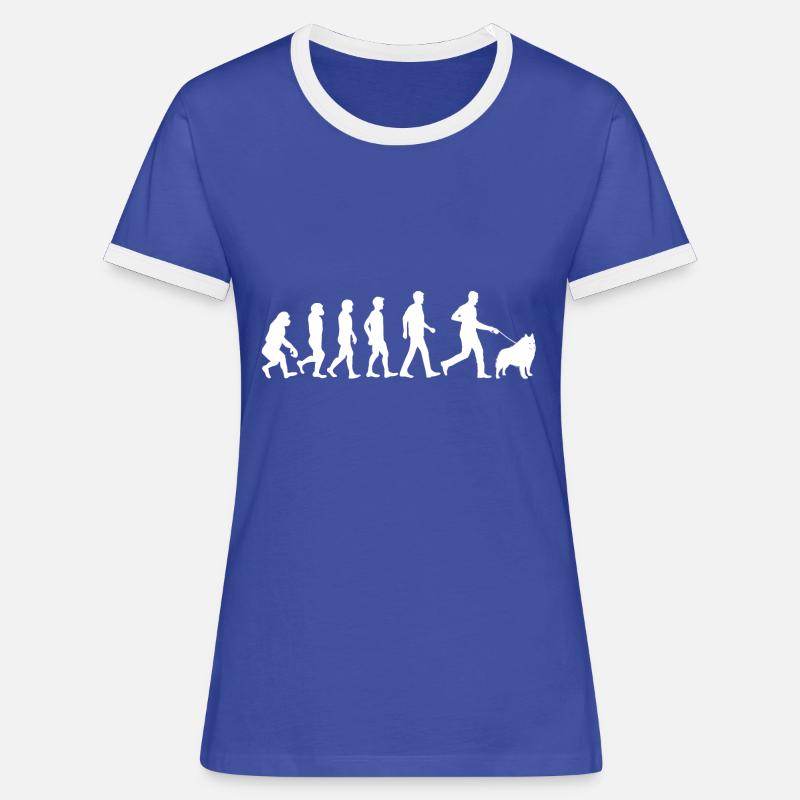 Schipperke dog evolution dog owner - Women's Ringer T-Shirt - blue/white