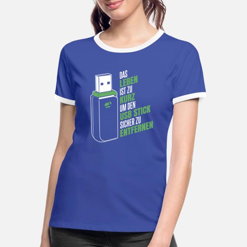 Entwickler Coder Programmierer USB Frauen Kontrast-T-Shirt