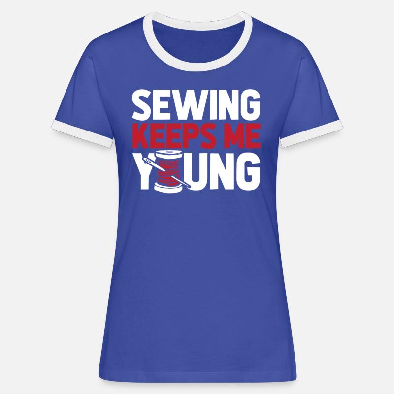 Sewing Sewing Machine - Women's Ringer T-Shirt - blue/white