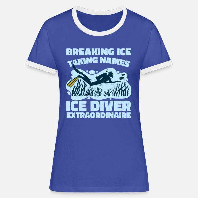 Ice Breaking Name Take, Plain - Women's Ringer T-Shirt - blue/white