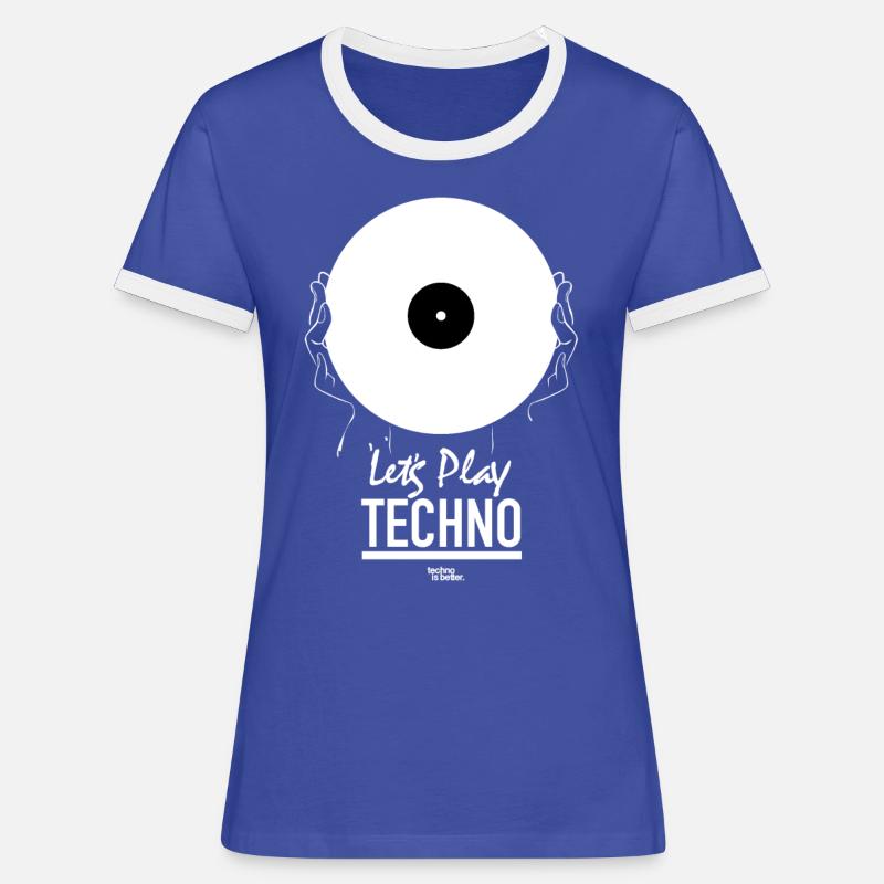 Lets play techno - Women's Ringer T-Shirt - blue/white
