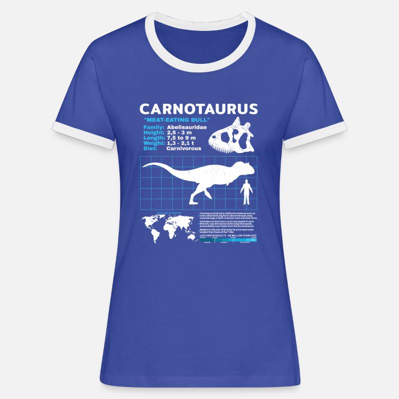 Carnotaurus fact sheet - Women's Ringer T-Shirt - blue/white