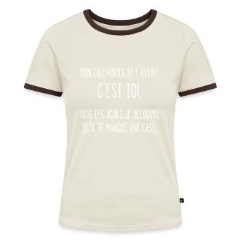 mon calendrier de l'avent c'est toi - T-shirt contrasté Femme - bleu/blanc - Devant