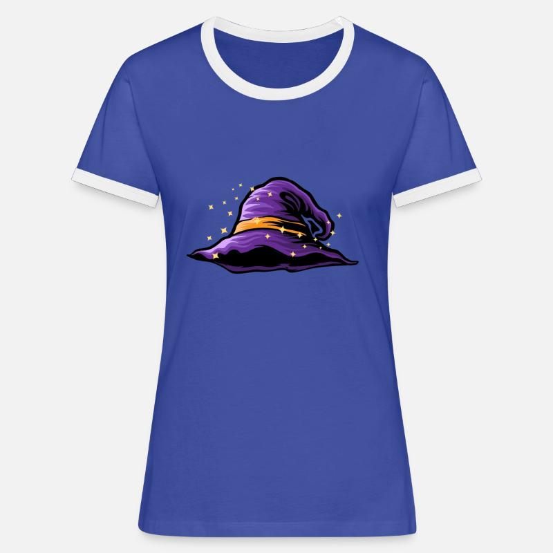 Witch hat magic hat witch wizard gift idea - Women's Ringer T-Shirt - blue/white
