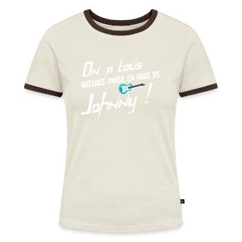 On a tous quelque chose en nous de Johnny - T-shirt contrasté Femme - bleu/blanc - Devant
