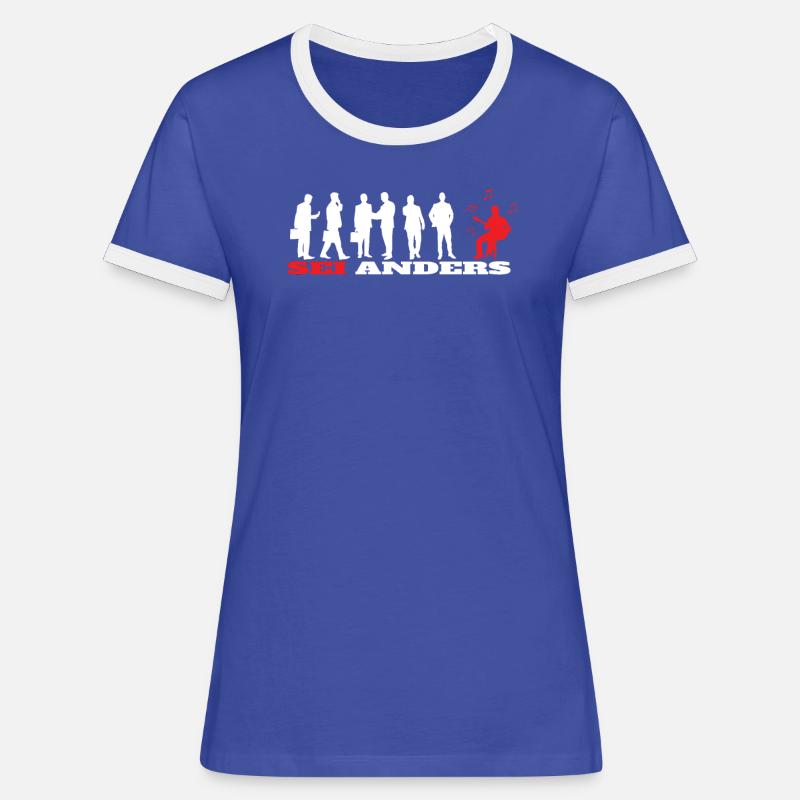 Gift idea for guitar players - Women's Ringer T-Shirt - blue/white