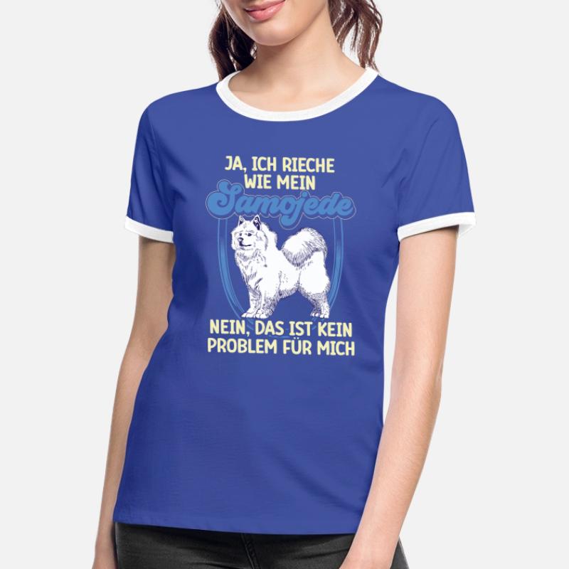 Samoyède Samoyède Spitz Odeur de Samoyède T-shirt contrasté Femme